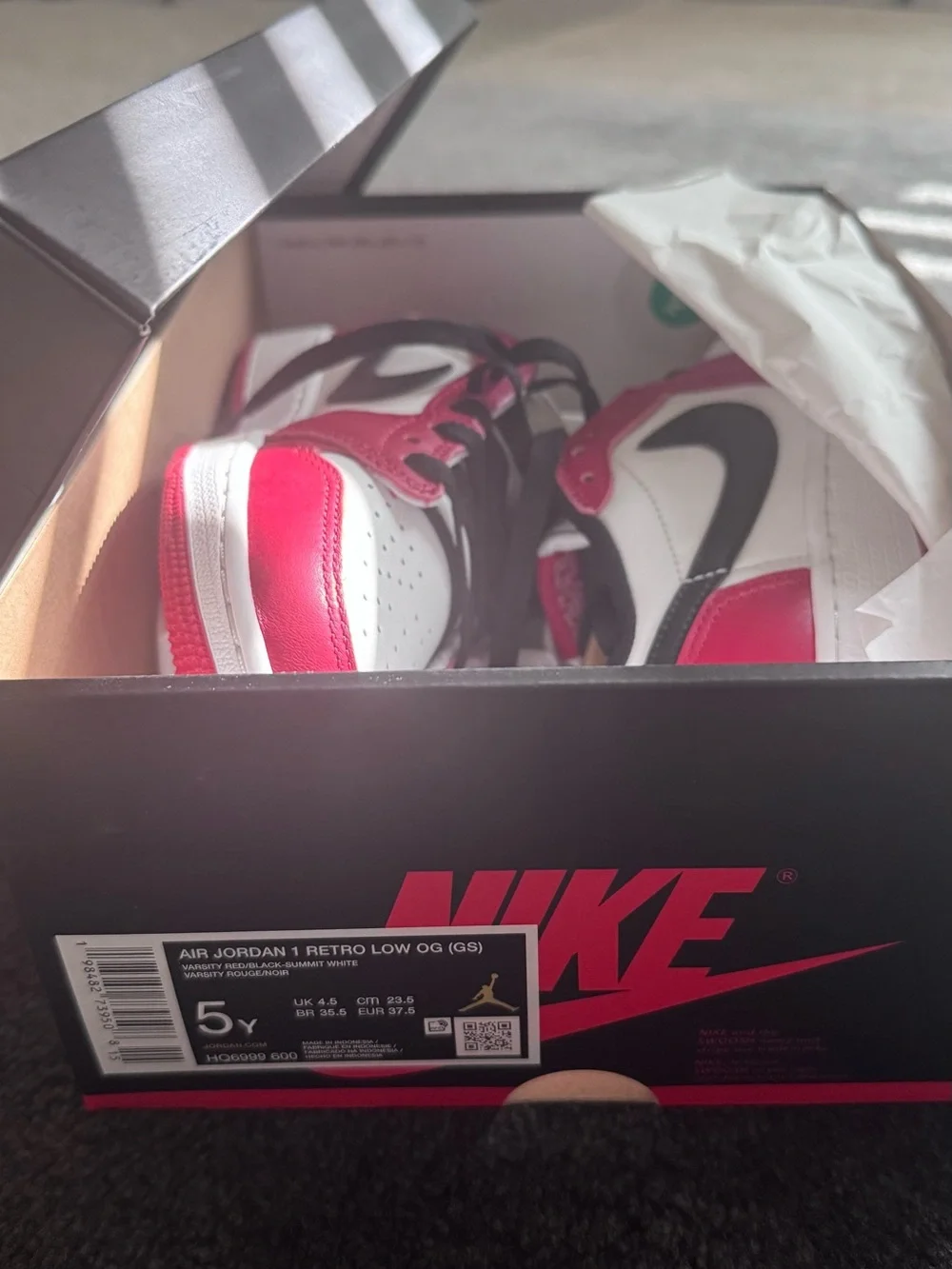 Youth Red, White & Black Low-Top Sneakers